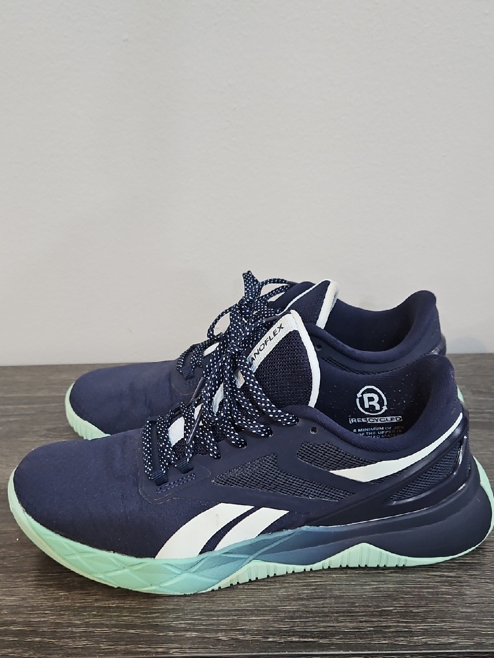 Reebok Women's Nanoflex Navy and Mint Green Training Sneakers